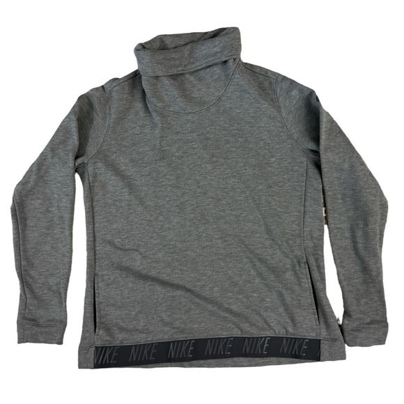 Nike‎ Dri-Fit Stand Up Collar Women Gray Hoodie Size Large - Picture 1 of 7